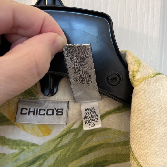 Chicos Floral Jacket Women’s Size 1 (8 - 10) Linen Blend Tropical Button Front - Picture 5 of 7